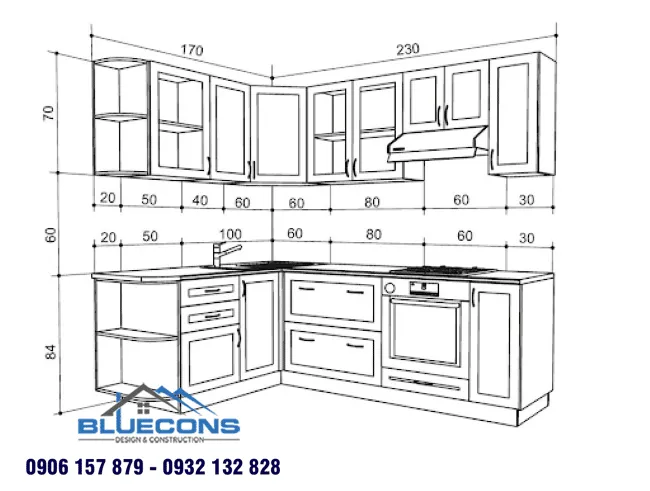 Kích thước tủ bếp 4 Thiết kế phòng chung cư đẹp