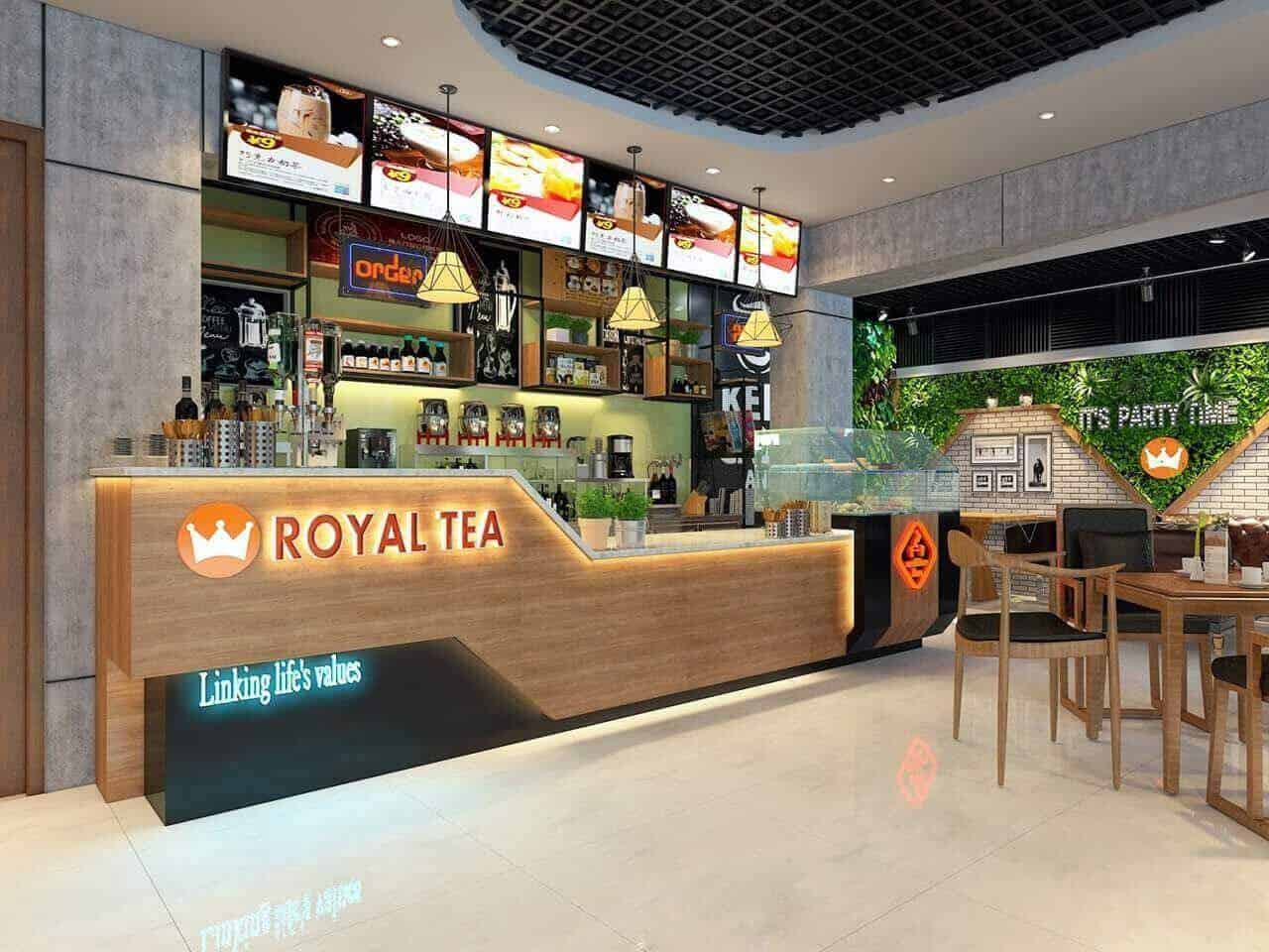Quầy pha chế trà sữa đẹp bằng gỗ 25 mau quay pha che tra sua dep 1