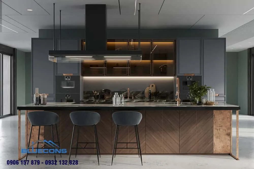 Tủ bếp Melamine bền đẹp 2 Thiết kế phòng chung cư đẹp