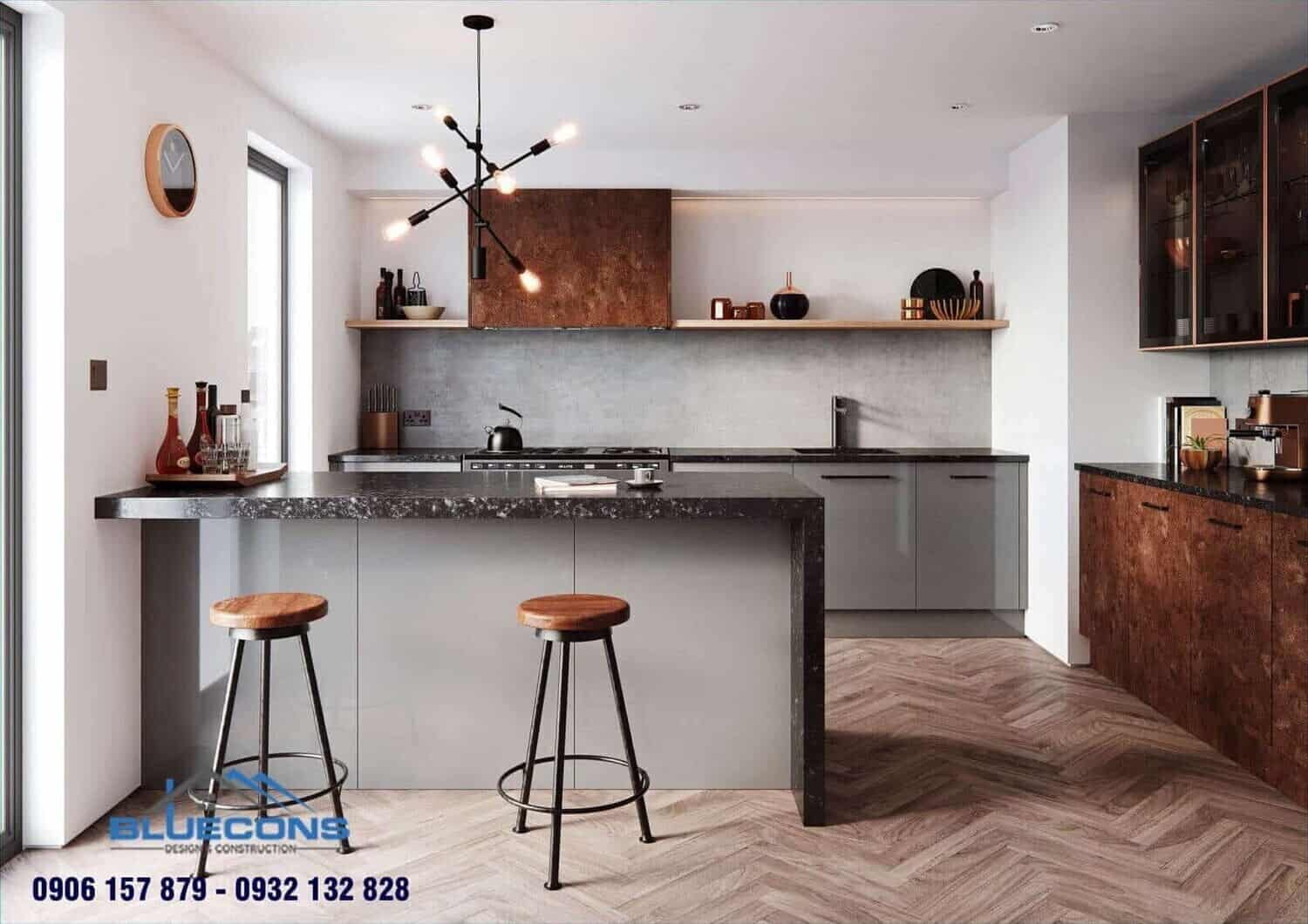 Quầy bar mini phòng khách 9 Thiết kế phòng chung cư đẹp