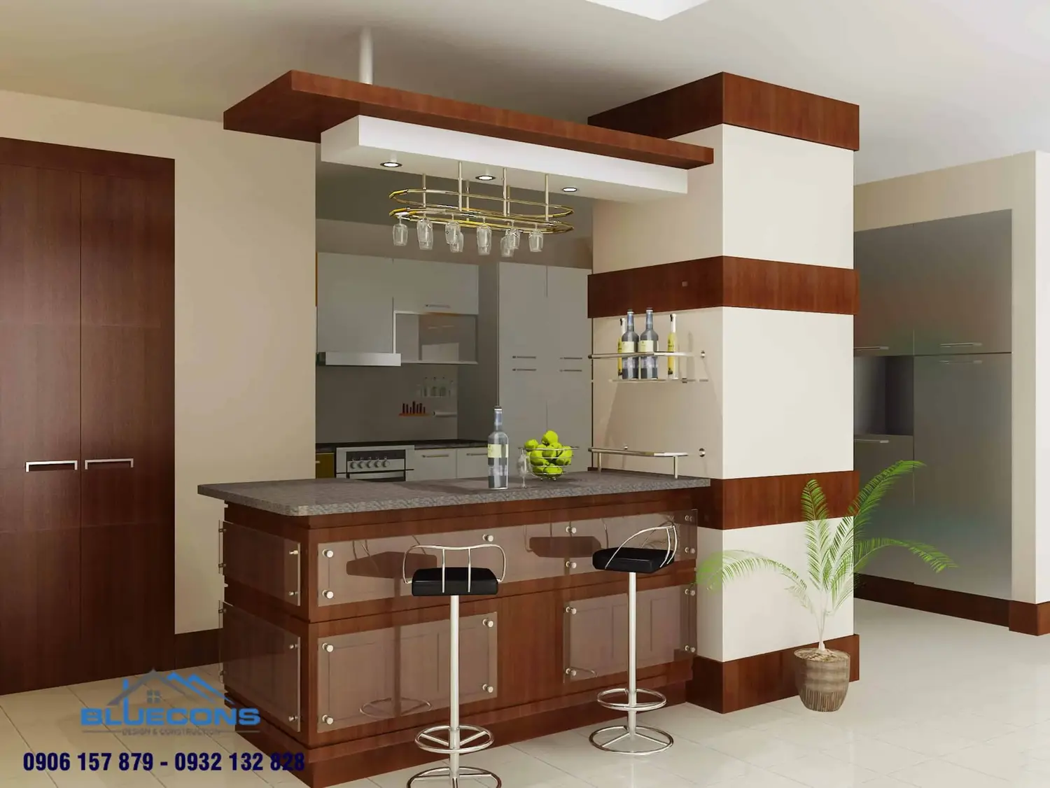 Quầy bar bếp gỗ 4 Thiết kế phòng chung cư đẹp