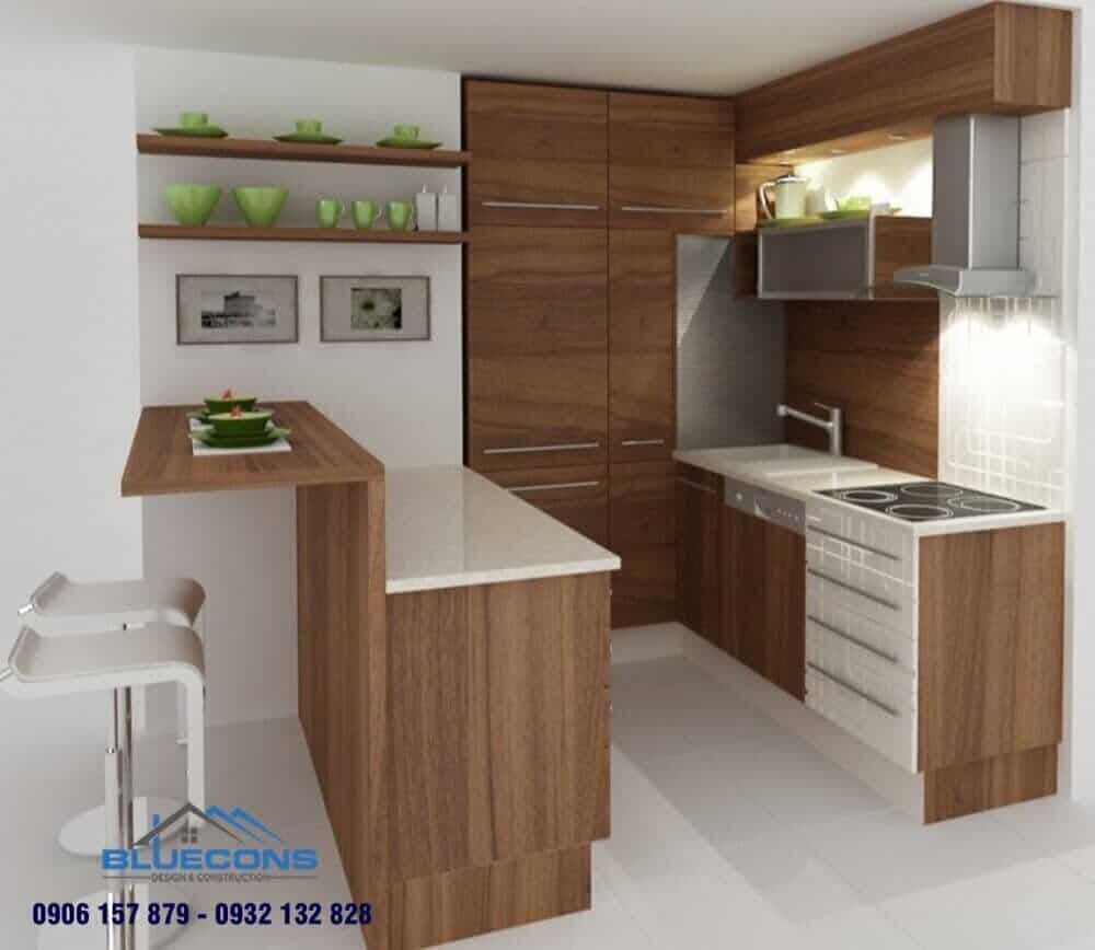 Quầy bar bếp gỗ 8 Quầy bar bếp mini đánh bay nỗi lo về không gian