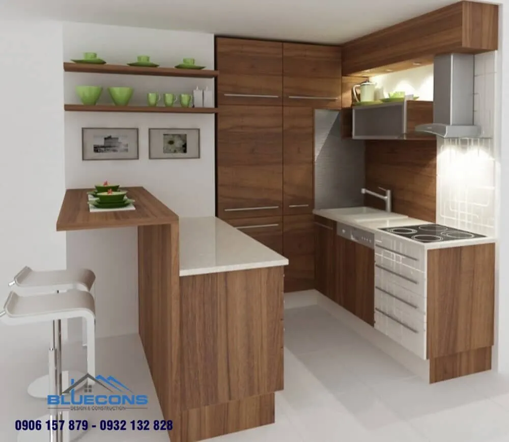 Quầy bar bếp gỗ 7 Thiết kế phòng chung cư đẹp
