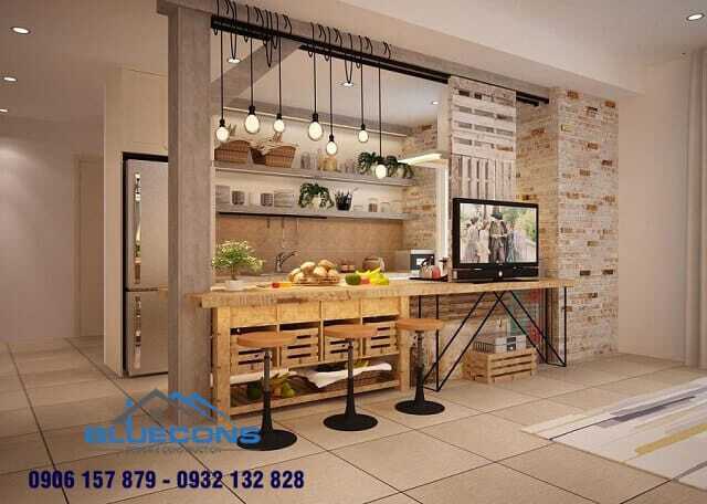 Quầy bar mini phòng khách 2 Thiết kế phòng chung cư đẹp