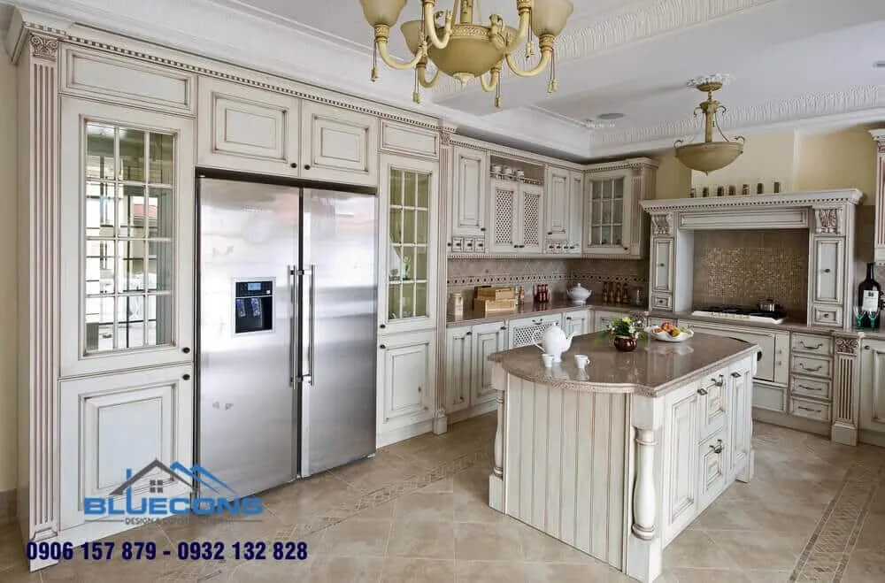 Tủ bếp tân cổ điển 2 Thiết kế phòng chung cư đẹp