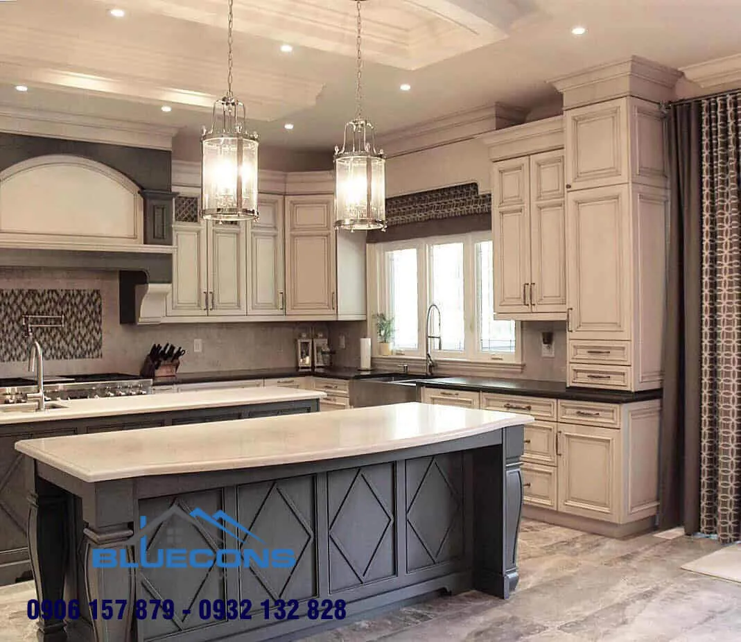 Tủ bếp tân cổ điển 3 Thiết kế phòng chung cư đẹp