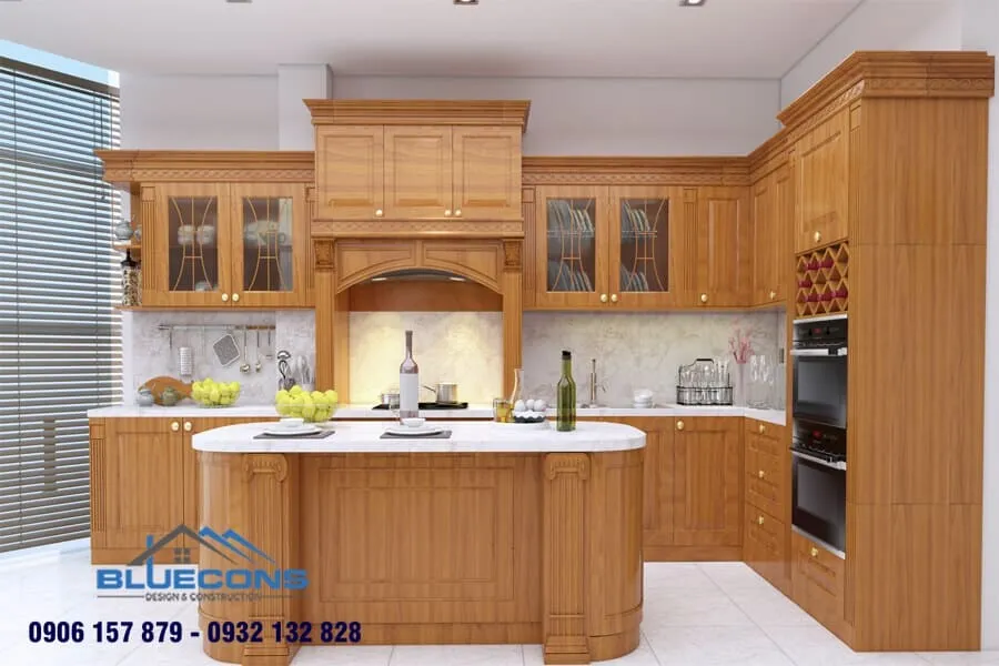 Tủ bếp gỗ óc chó 7 Thiết kế phòng chung cư đẹp