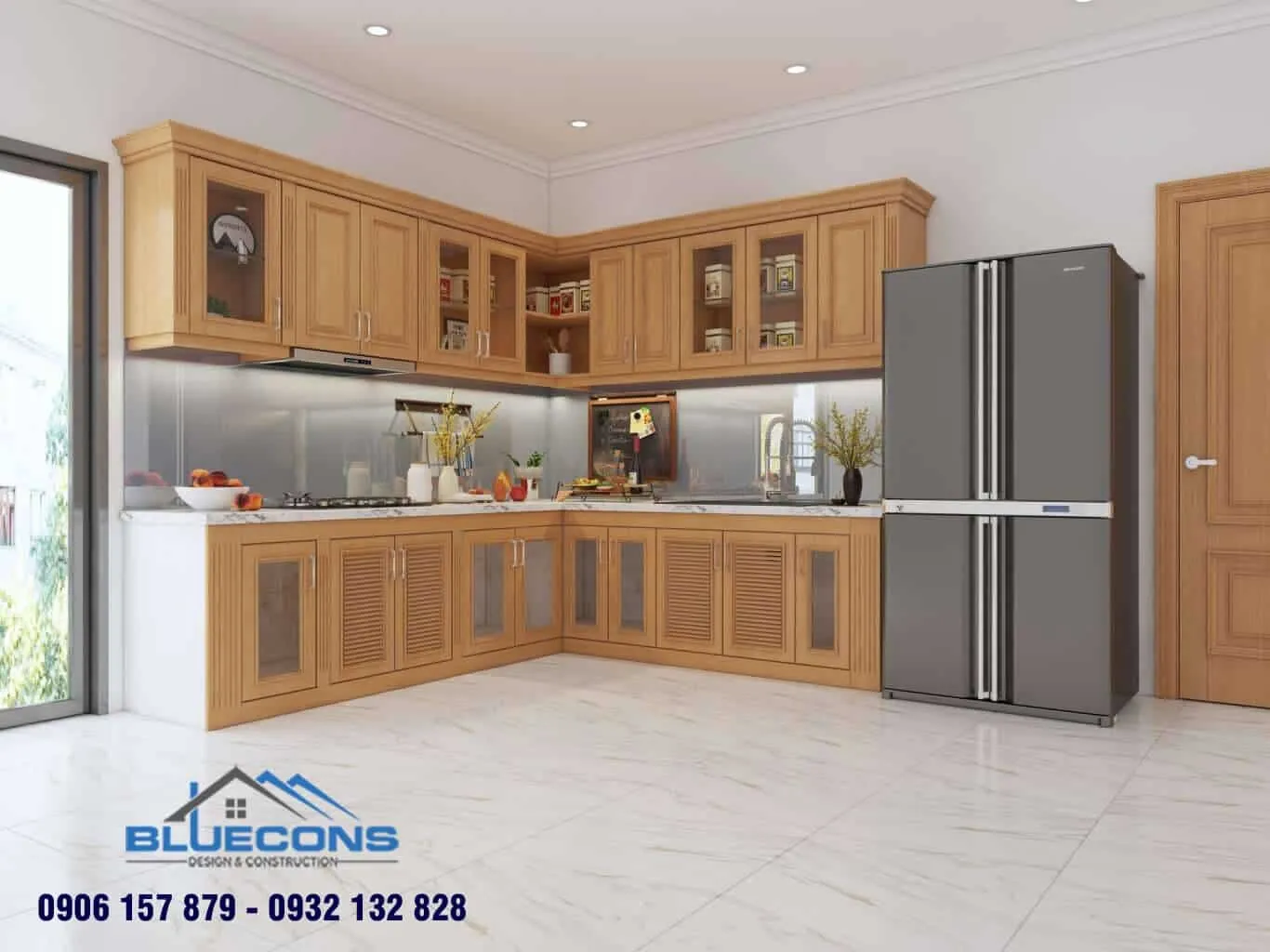Tủ bếp gỗ sồi 12 Thiết kế phòng chung cư đẹp