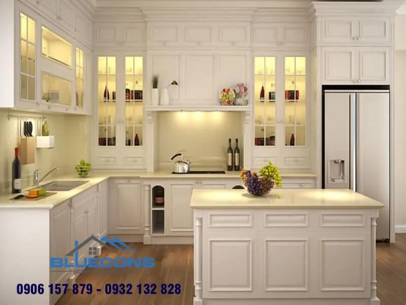 Tủ bếp gỗ sồi 6 Thiết kế phòng chung cư đẹp