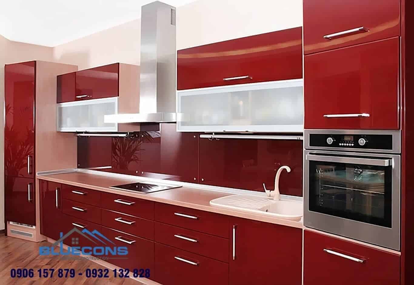 Mê đắm tủ bếp acrylic màu cánh gián đầy sang trọng, đẳng cấp