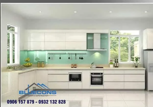 35+ Mẫu tủ bếp kính cường lực 7 Thiết kế phòng chung cư đẹp