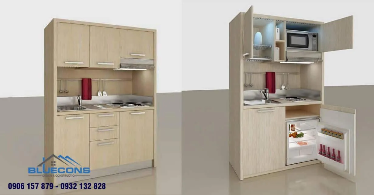 Tủ bếp mini 3 Thiết kế phòng chung cư đẹp