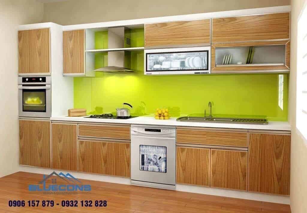 Tủ bếp treo tường gỗ veneer kiểu dáng đa dạng cho mọi không gian