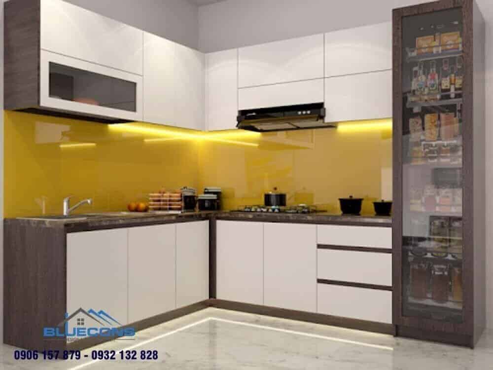 Tủ bếp chất liệu gỗ công nghiệp MDF phủ Melamine