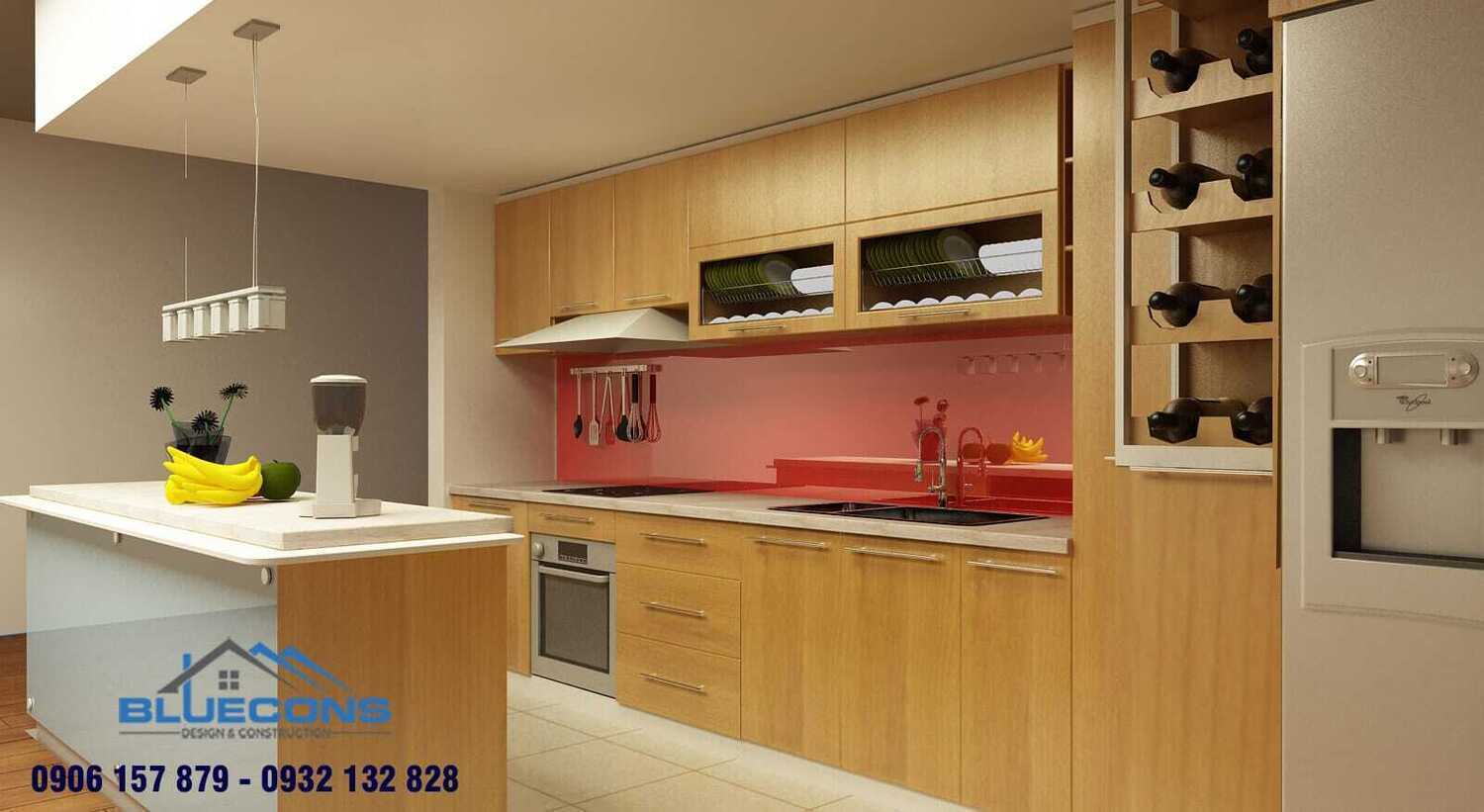 Tủ bếp treo tường gỗ Melamine nhỏ gọn