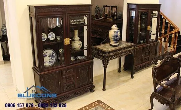 Top 10 mẫu tủ trưng bày gốm sứ đẹp nhất hiện nay 2 Quầy bar văn phòng