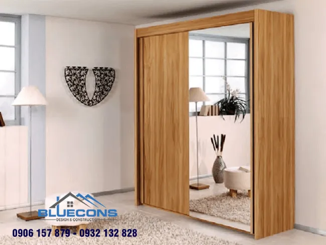 Tủ gỗ 2 cánh gỗ công nghiệp 9 Thiết kế phòng chung cư đẹp