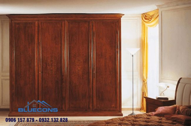 Tủ quần áo 4 cánh phong cách Hàn Quốc