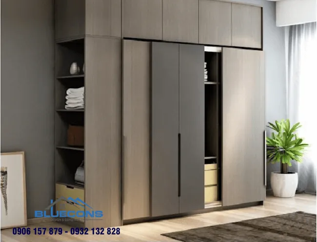 Tủ gỗ 4 cánh MDF 7 Thiết kế phòng chung cư đẹp