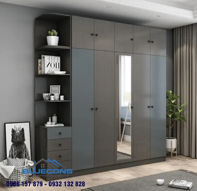 Tủ gỗ 4 cánh MDF 8 Thiết kế phòng chung cư đẹp