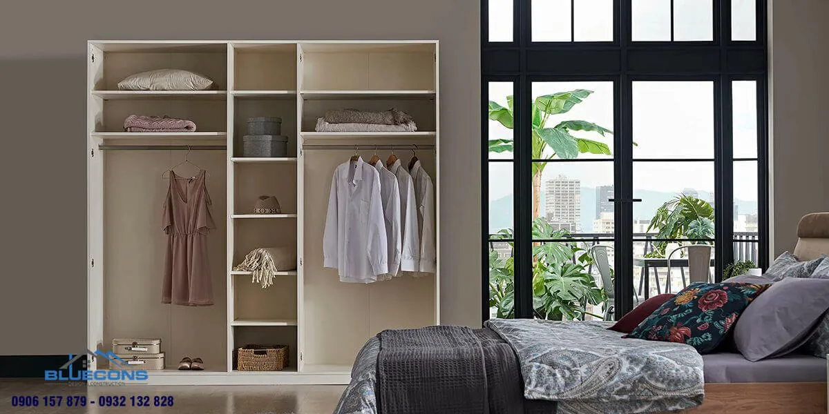 Tủ quần áo 3 buồng hiện đại 5 Thiết kế phòng chung cư đẹp