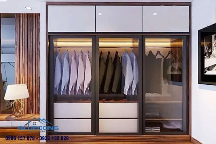 Tủ quần áo cánh kính lùa 2 Thiết kế phòng chung cư đẹp