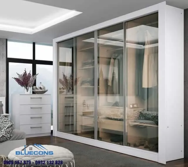 Tủ quần áo cánh kính lùa 5 Thiết kế phòng chung cư đẹp