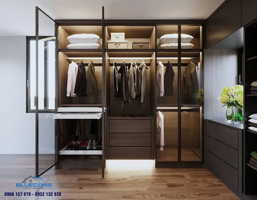 Tủ quần áo cánh kính lùa 8 Thiết kế phòng chung cư đẹp