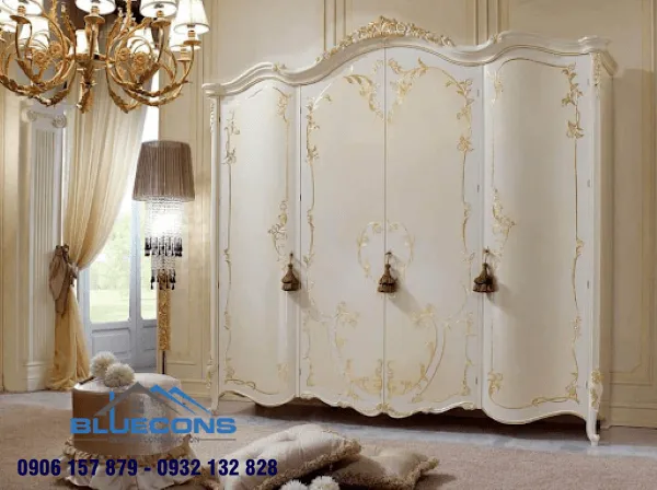 Tủ quần áo tân cổ điển gỗ công nghiệp 6 Thiết kế phòng chung cư đẹp
