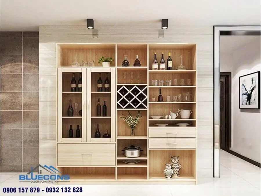 15+ Mẫu tủ rượu gỗ công nghiệp 2 Thiết kế phòng chung cư đẹp