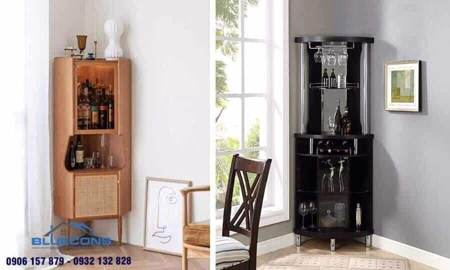 15+ Mẫu tủ rượu gỗ công nghiệp 7 Tủ rượu đặt góc giúp giấu đi khuyết điểm về không gian hiệu quả