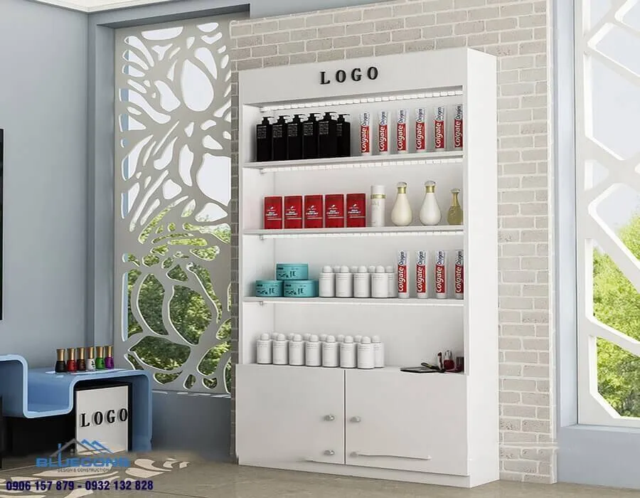 Tủ trưng bày tiệm tóc ấn tượng chuẩn phong cách Salon 6 Tủ trưng bày đồ cổ cho phòng khách ấn tượng