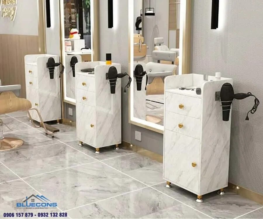 Tủ trưng bày tiệm tóc ấn tượng chuẩn phong cách Salon 11 Tủ trưng bày đồ cổ cho phòng khách ấn tượng