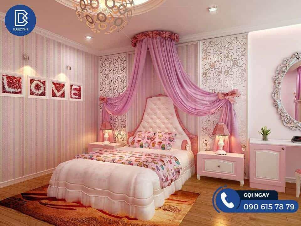 Mẫu giường ngủ trang trí tên bé