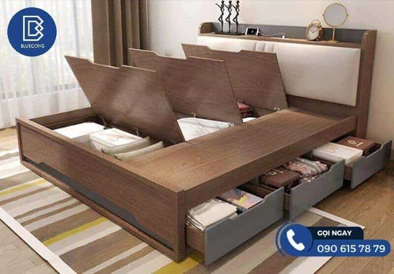 Giường ngủ có khả năng lưu trữ cao với nhiều ngăn để đồ 