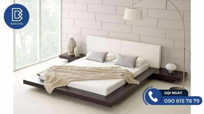 Mẫu giường ngủ kiểu Nhật kèm tủ đầu giường