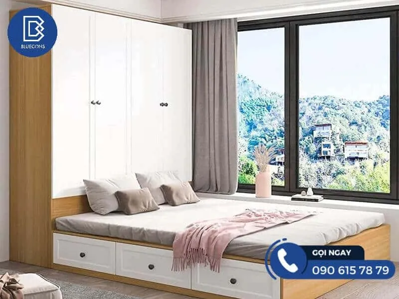 9 mẫu giường ngủ liền tủ quần áo đa năng mở rộng không gian 2 Thiết kế phòng chung cư đẹp