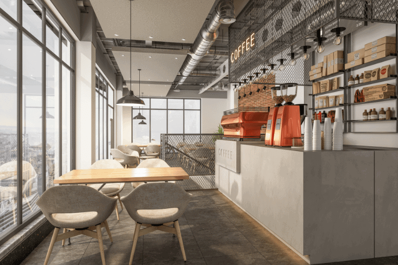 Những lưu ý khi thiết kế quán cafe đẹp và hiện đại 2 Thiết kế màu sắc tạo không gian thoải mái và bắt mắt