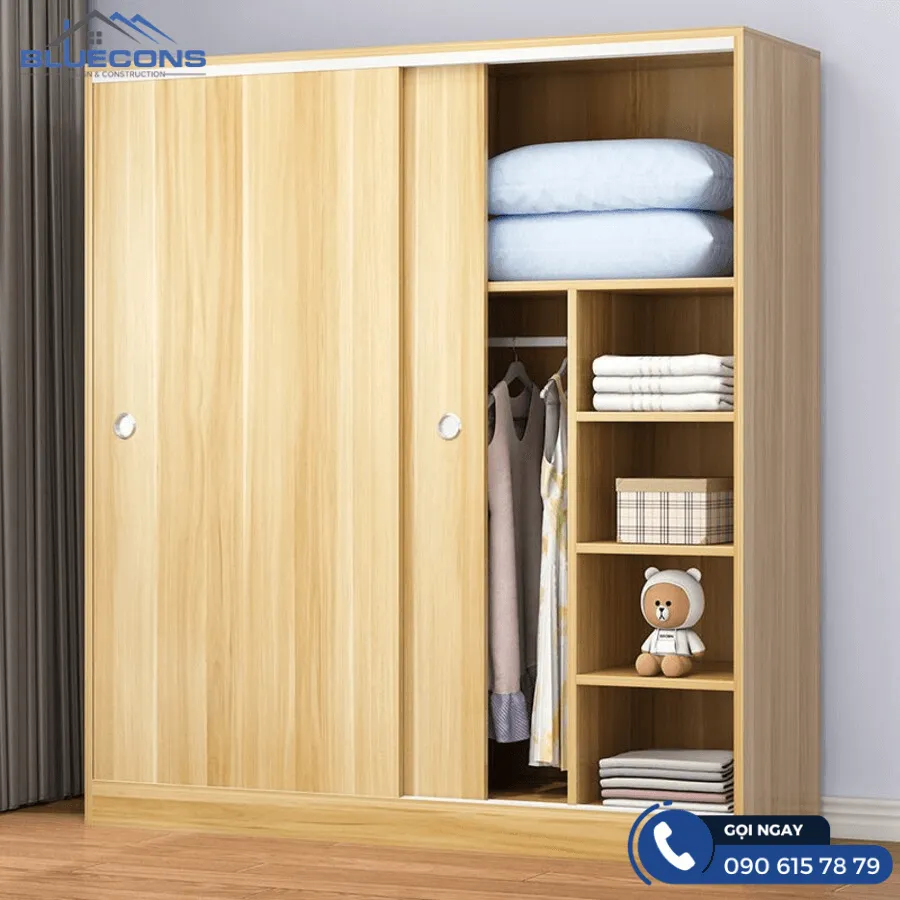 Tủ gỗ quần áo 2 cánh 6 Thiết kế phòng chung cư đẹp