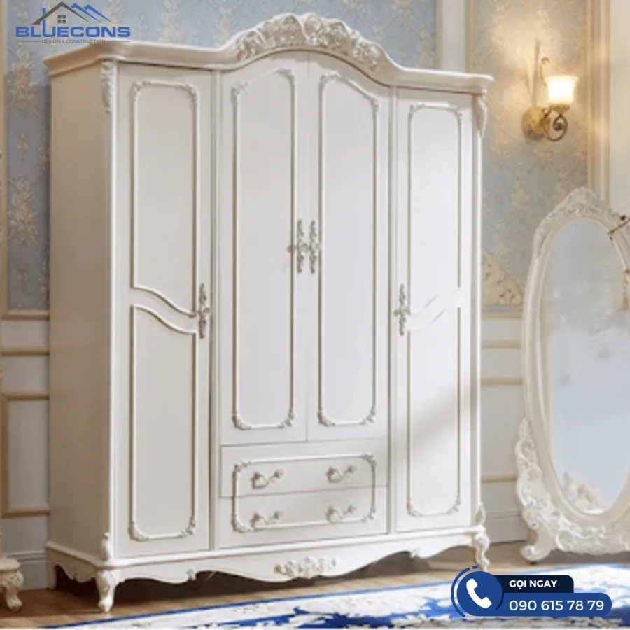 Tủ gỗ quần áo 4 cánh 12 Thiết kế phòng chung cư đẹp