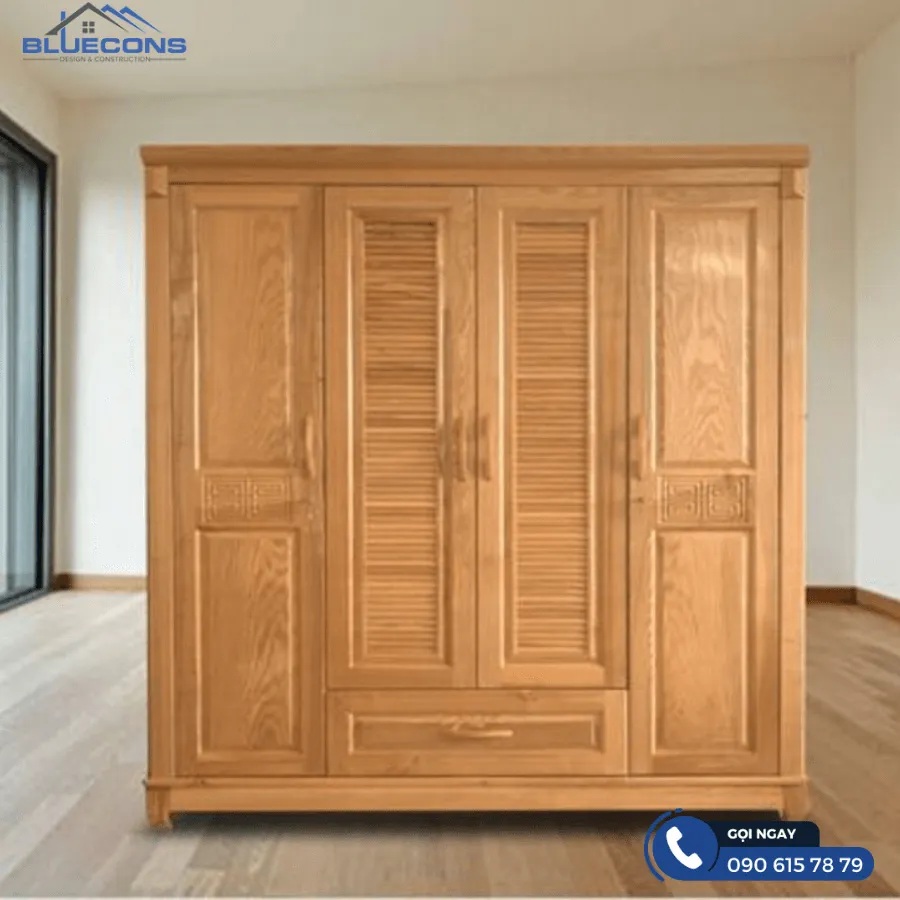 Tủ gỗ quần áo 4 cánh 6 Thiết kế phòng chung cư đẹp