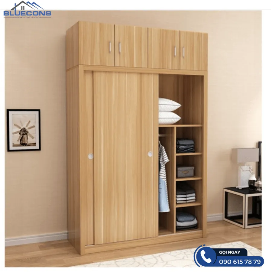 Tủ quần áo cửa lùa 1m8 11 Thiết kế phòng chung cư đẹp