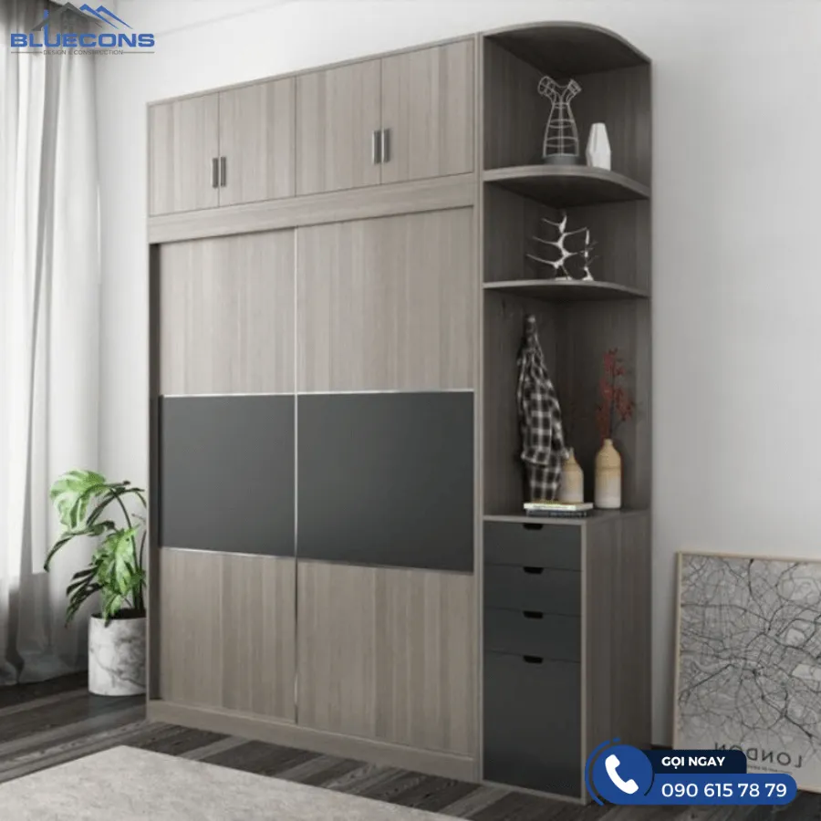 Tủ quần áo cửa lùa 1m8 6 Thiết kế phòng chung cư đẹp