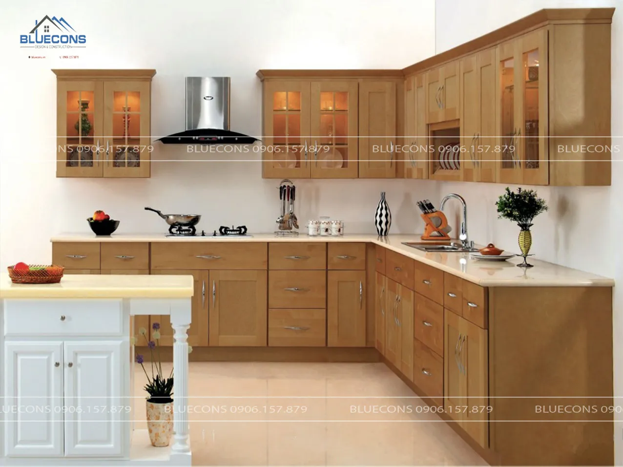 Tủ bếp gỗ đẹp 4 Thiết kế phòng chung cư đẹp