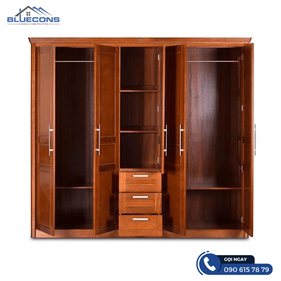 Mẫu tủ gỗ quần áo đẹp giúp không gian thêm sang trọng