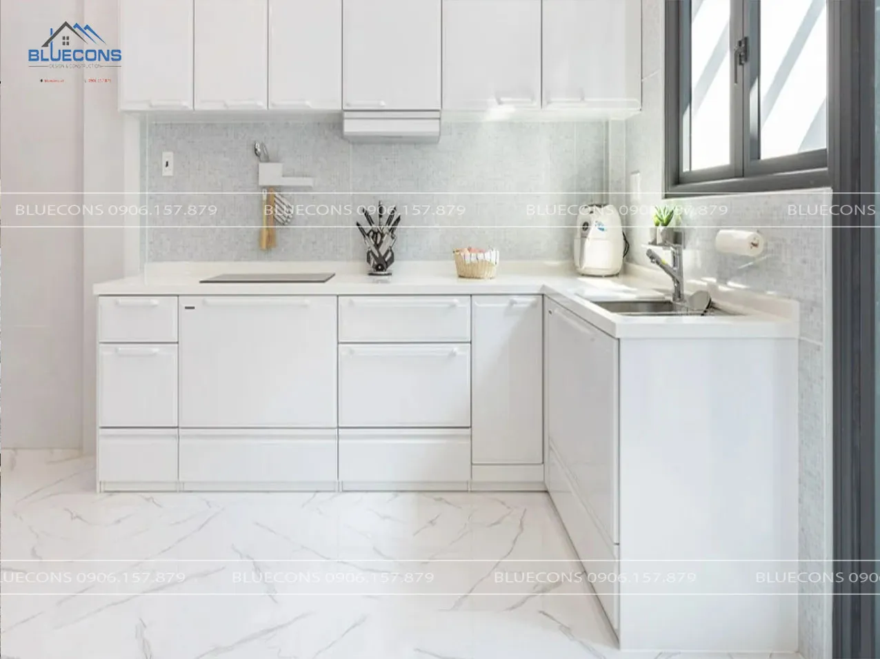 Tủ bếp gỗ công nghiệp hiện đại 2 Thiết kế phòng chung cư đẹp
