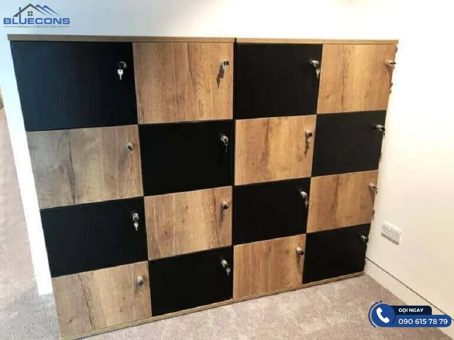 Tủ locker gỗ công nghiệp với thiết kế đẹp mắt