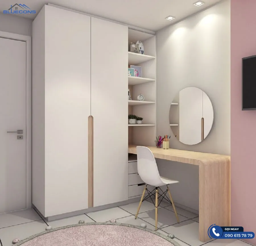 Mẫu tủ quần áo 2 cánh đẹp 7 Thiết kế phòng chung cư đẹp