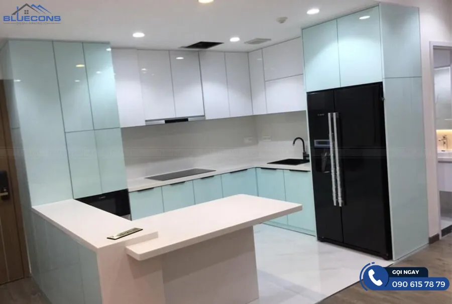 Tủ bếp MDF phủ acrylic 11 Thiết kế phòng chung cư đẹp