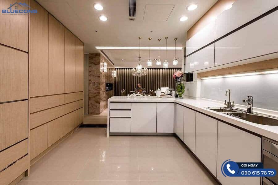Thiết kế tủ bếp chữ L hiện đại